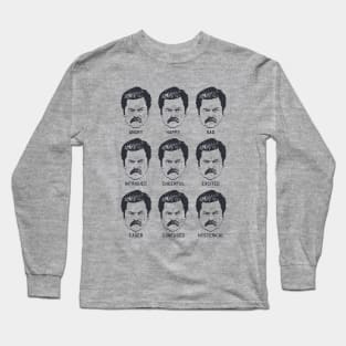 Ron Swanson Emotions Parks and Recreation Long Sleeve T-Shirt